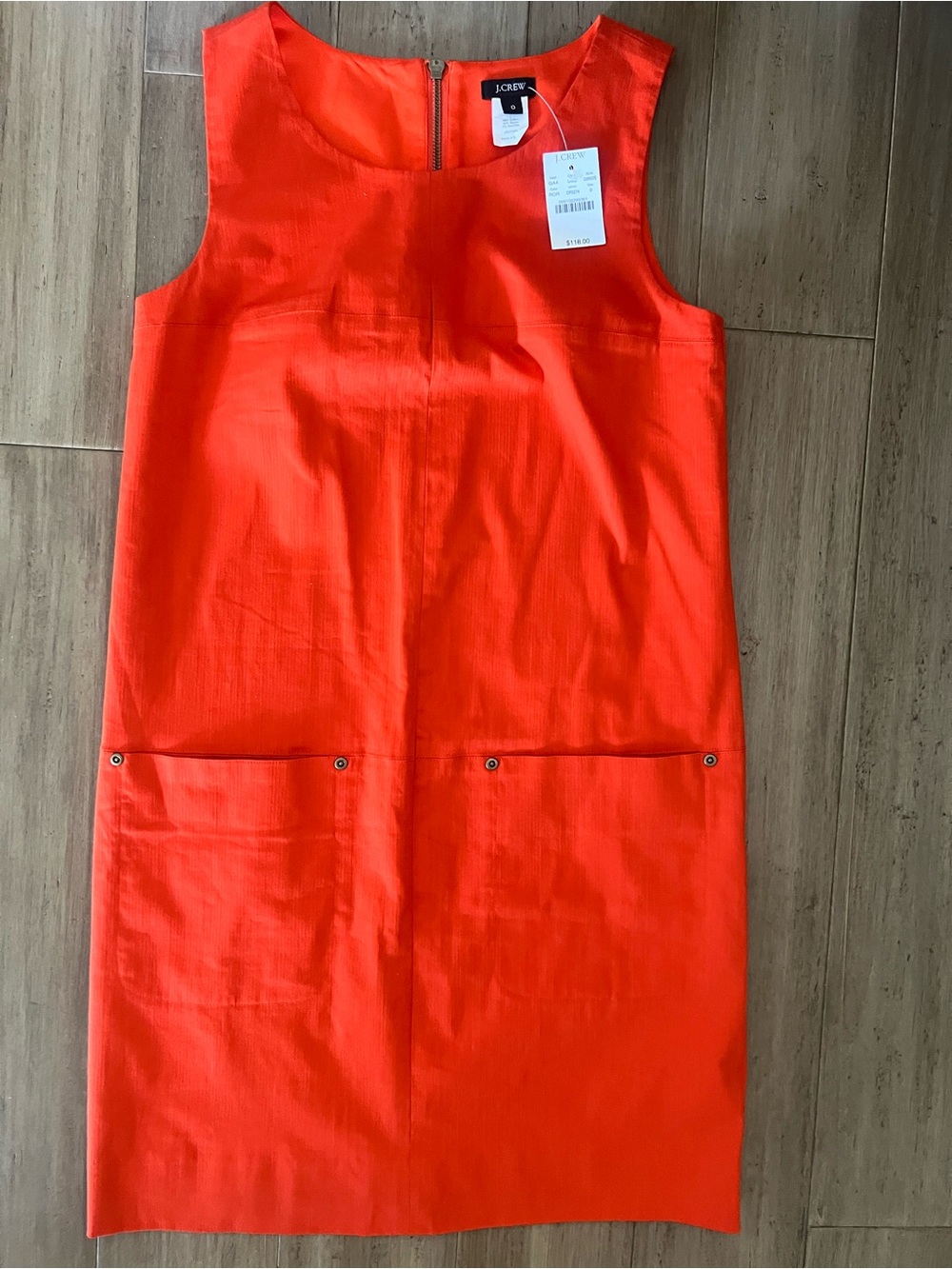 J. Crew Orange Sleeveless Shift Dress with Front Pockets